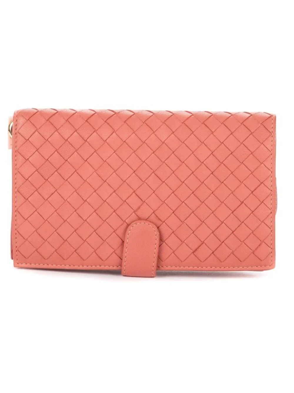 Bottega Veneta Continental Wallet Blush Pinkintrecciato Calfskin Leathera